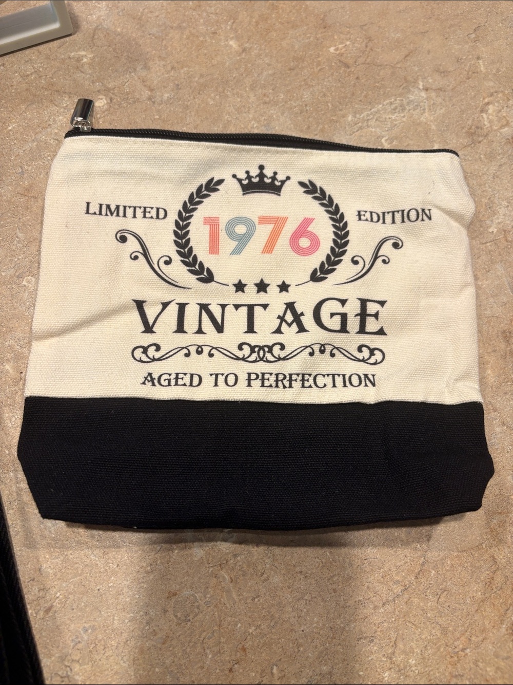 50th birthday gift! Vintage 1976 Canvas Tote Bag in Cream and Black - Picture 7 of 7